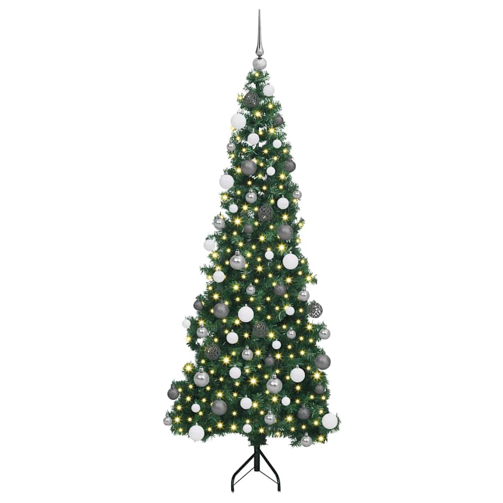 Sarok Műkarácsonyfa 300 LED-del Zöld 180 cm PVC és fém