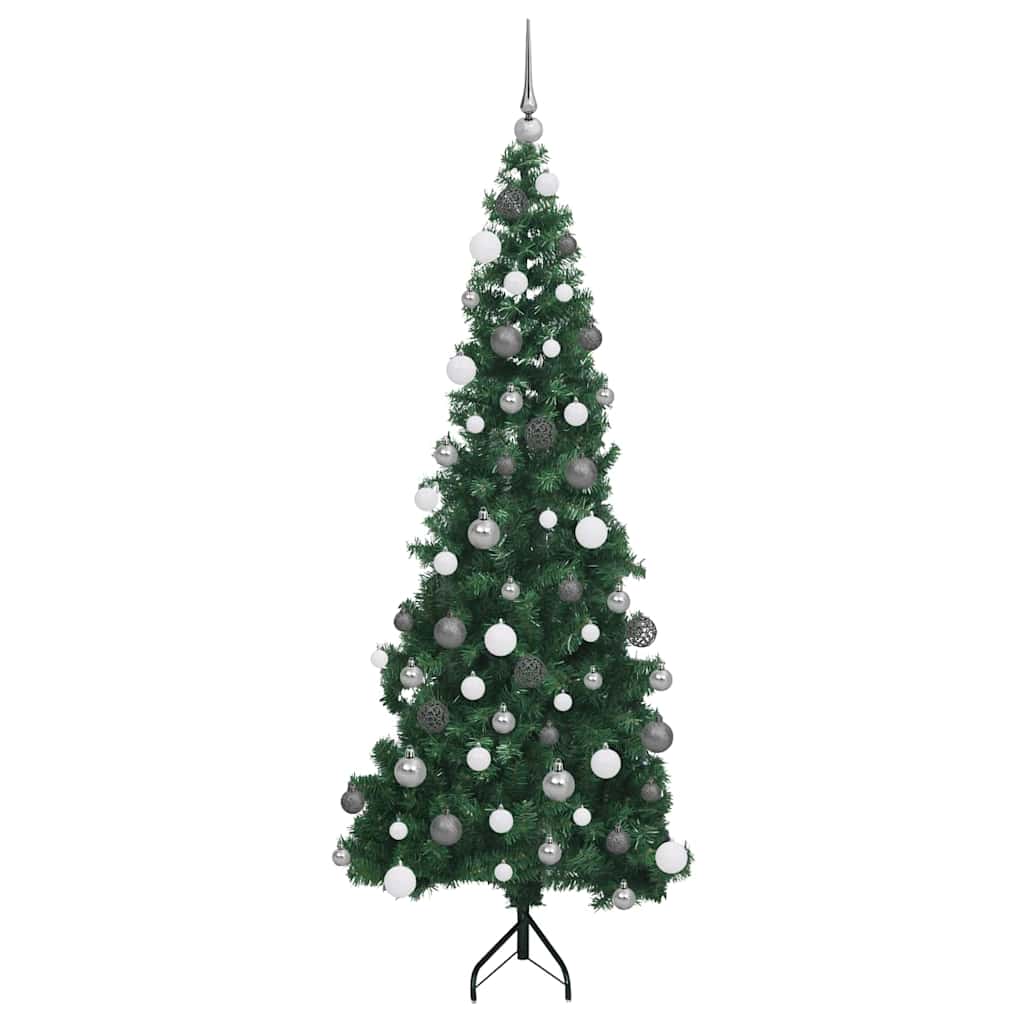 Sarok Műkarácsonyfa 300 LED-del Zöld 180 cm PVC és fém