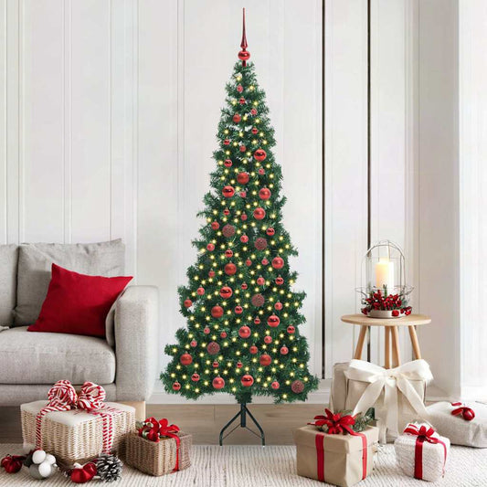 Sarok Műkarácsonyfa 300 LED-del Zöld 180 cm PVC és fém