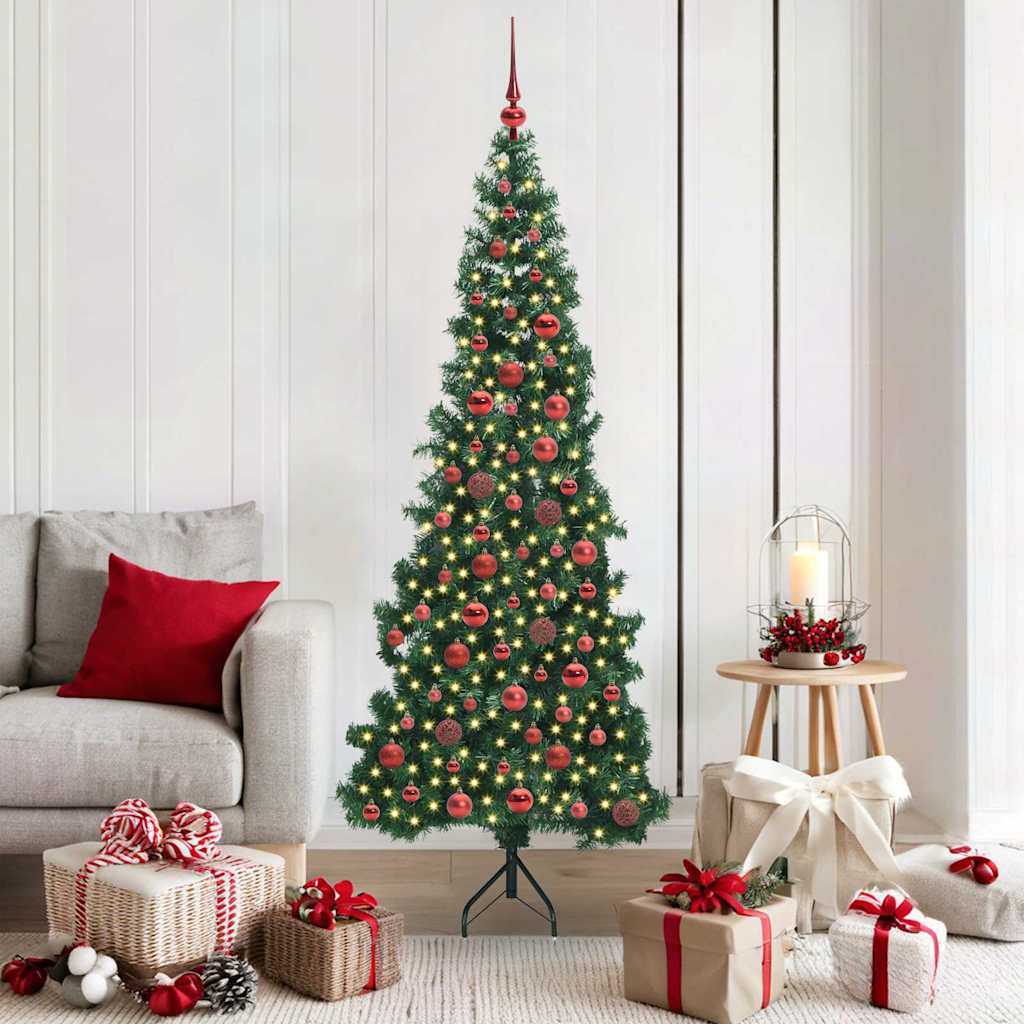 Sarok Műkarácsonyfa 300 LED-del Zöld 180 cm PVC és fém