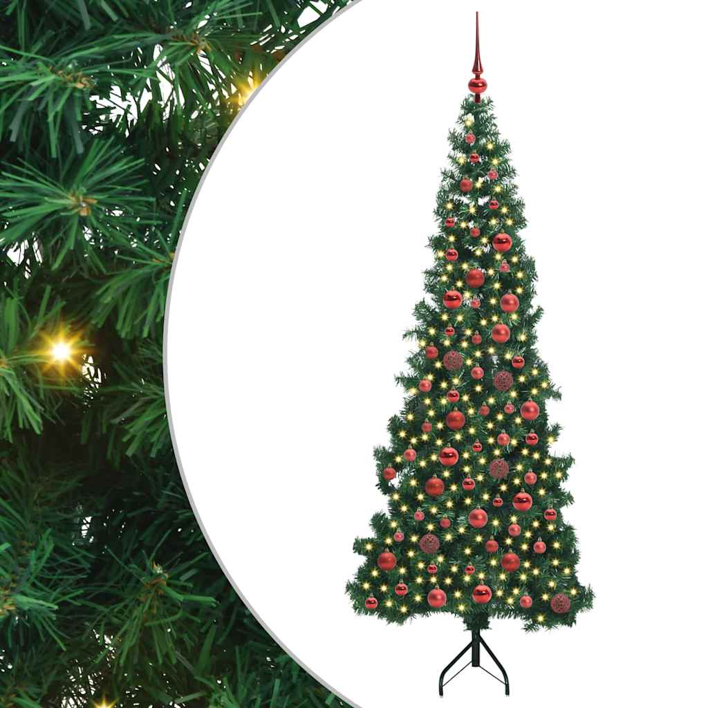 Sarok Műkarácsonyfa 300 LED-del Zöld 180 cm PVC és fém