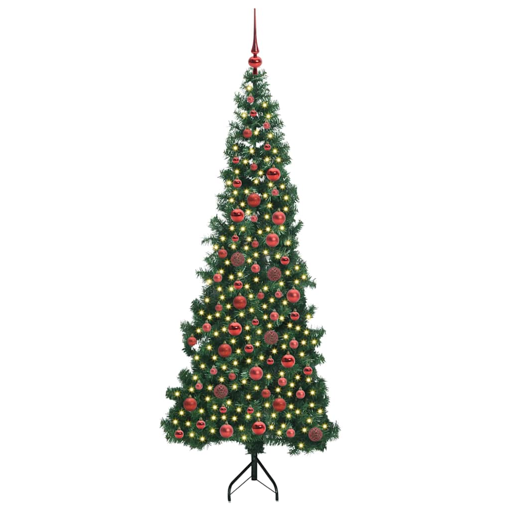 Sarok Műkarácsonyfa 300 LED-del Zöld 180 cm PVC és fém