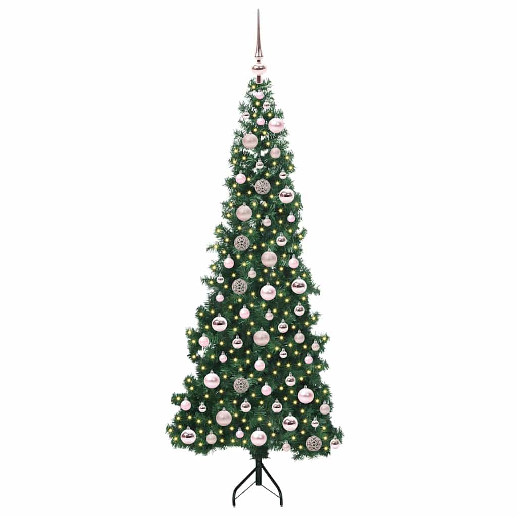 Sarok Műkarácsonyfa 300 LED-del Zöld 180 cm PVC és fém