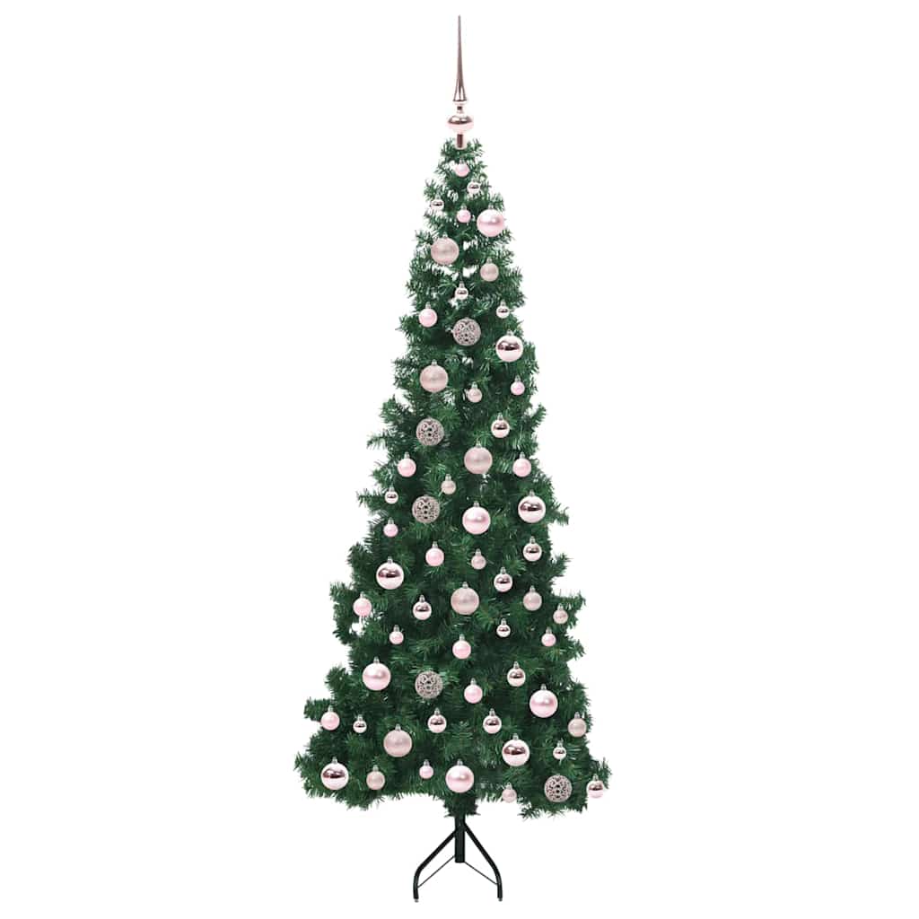 Sarok Műkarácsonyfa 300 LED-del Zöld 180 cm PVC és fém