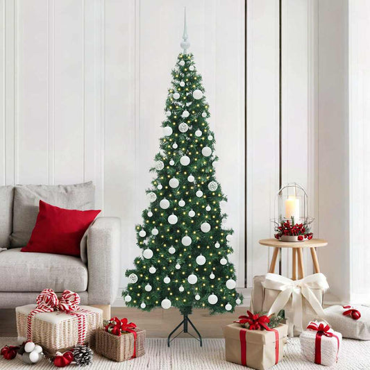 Sarok Műkarácsonyfa 300 LED-del Zöld 180 cm PVC és fém