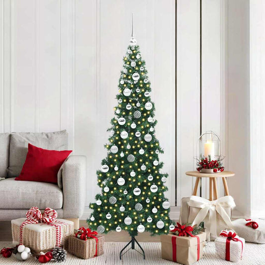 Sarok Műkarácsonyfa 300 LED-del Zöld 180 cm PVC és fém
