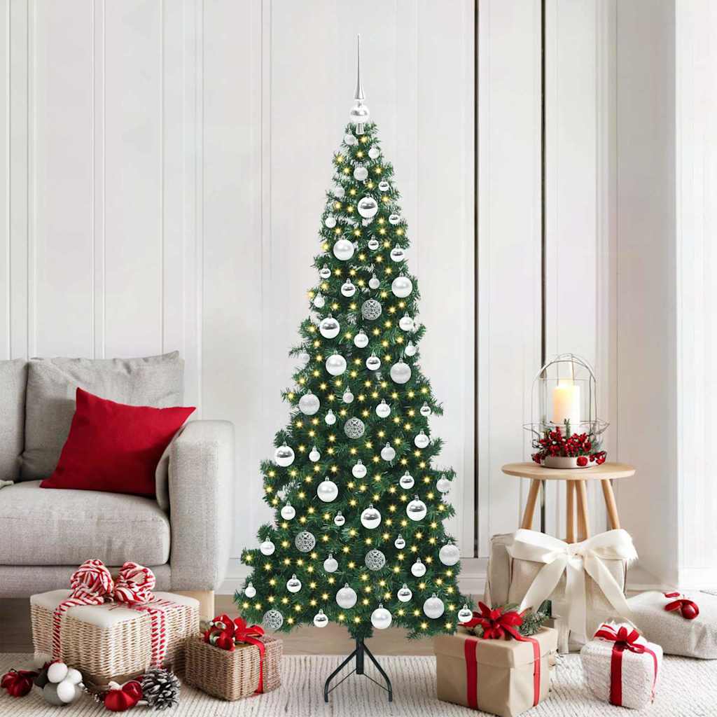 Sarok Műkarácsonyfa 300 LED-del Zöld 180 cm PVC és fém