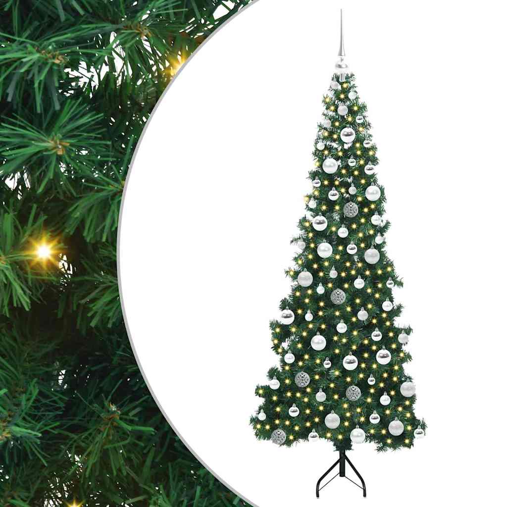 Sarok Műkarácsonyfa 300 LED-del Zöld 180 cm PVC és fém