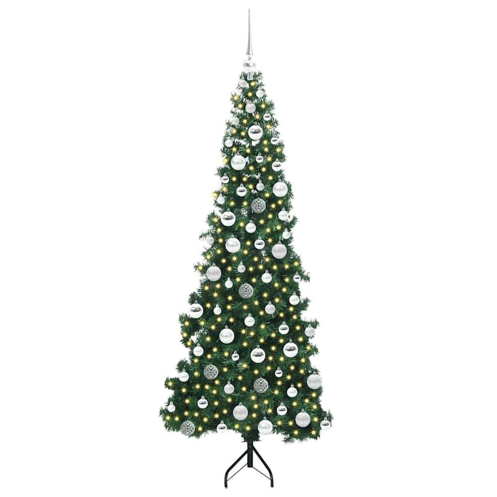 Sarok Műkarácsonyfa 300 LED-del Zöld 180 cm PVC és fém