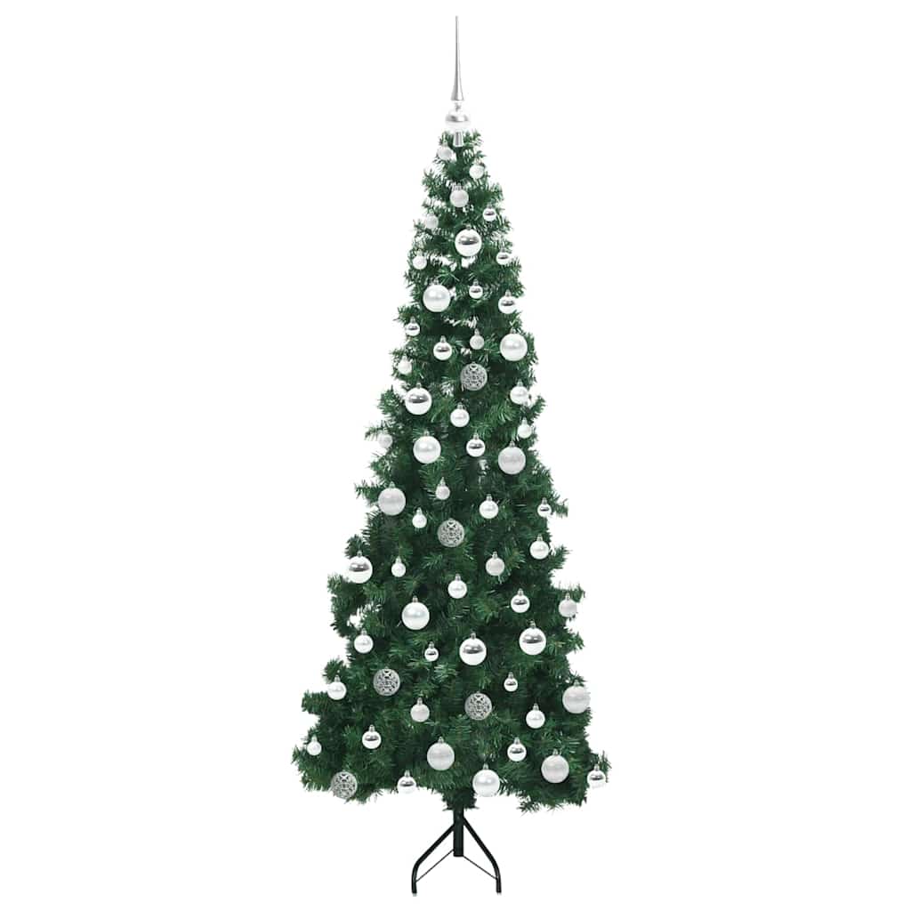 Sarok Műkarácsonyfa 300 LED-del Zöld 180 cm PVC és fém