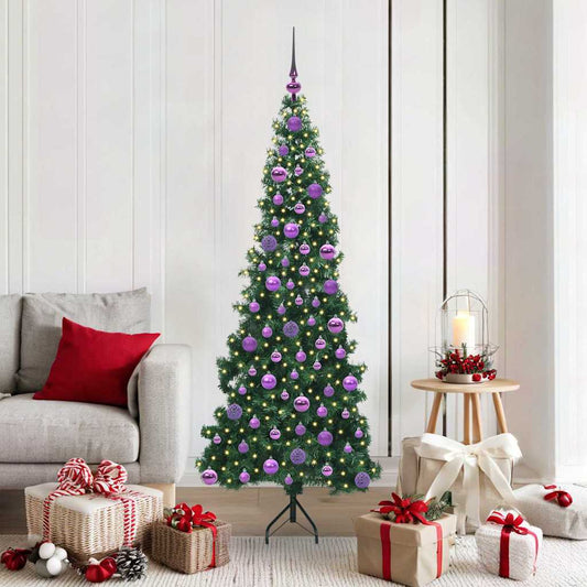 Sarok Műkarácsonyfa 300 LED-del Zöld 180 cm PVC és fém