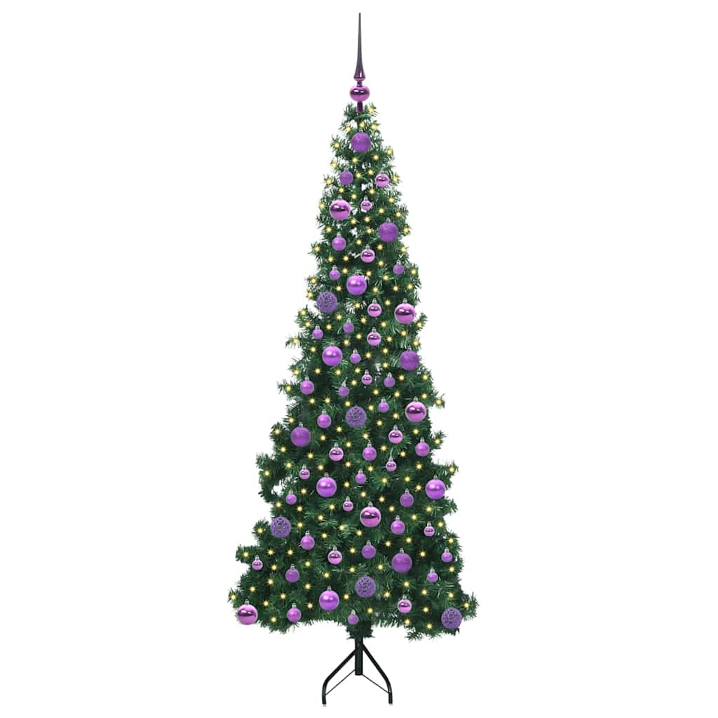Sarok Műkarácsonyfa 300 LED-del Zöld 180 cm PVC és fém