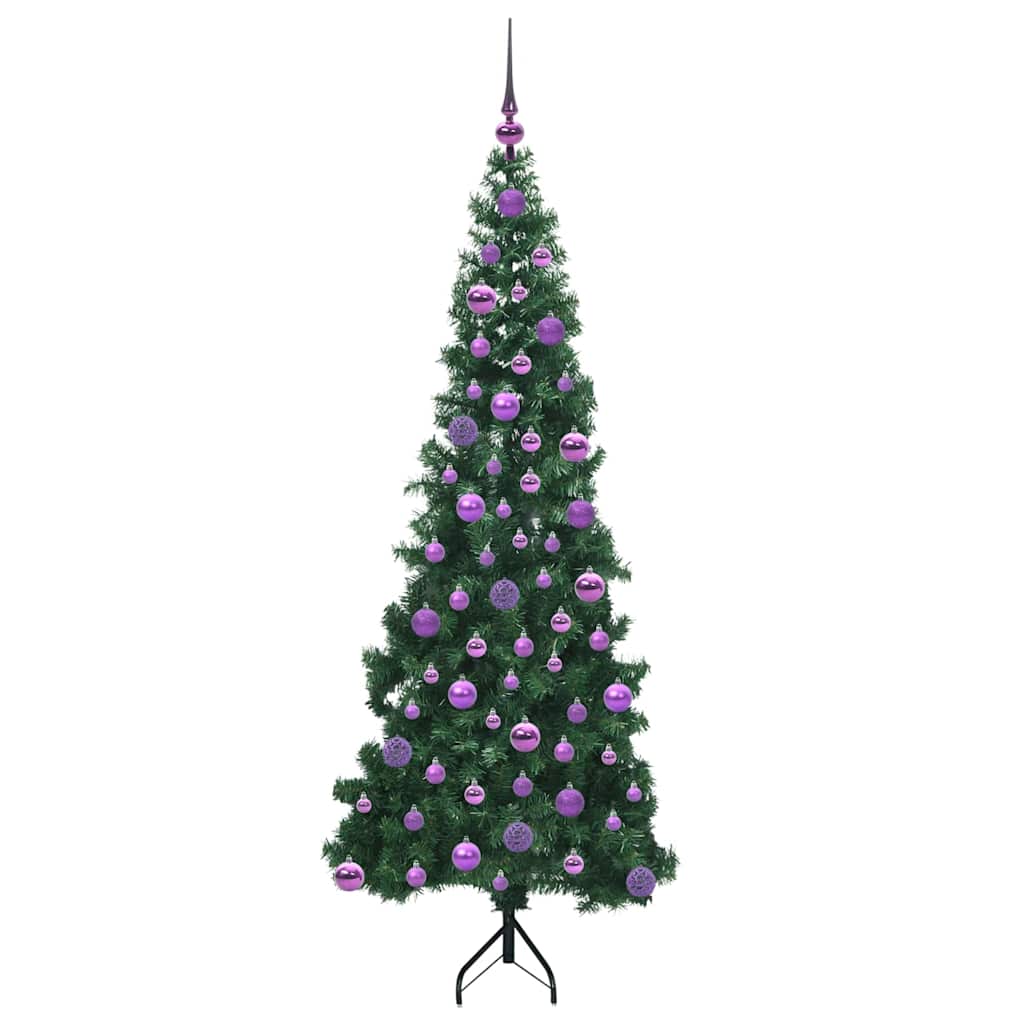 Sarok Műkarácsonyfa 300 LED-del Zöld 180 cm PVC és fém