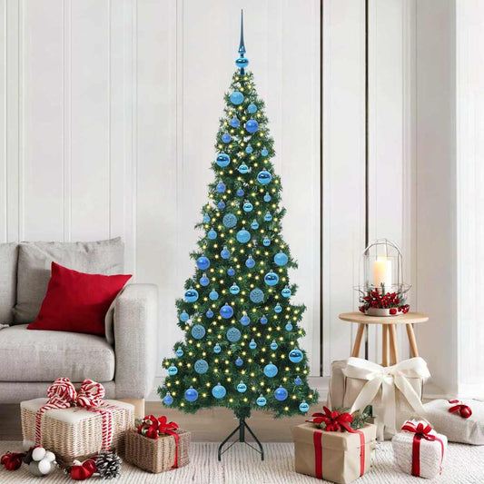 Sarok Műkarácsonyfa 300 LED-del Zöld 180 cm PVC és fém