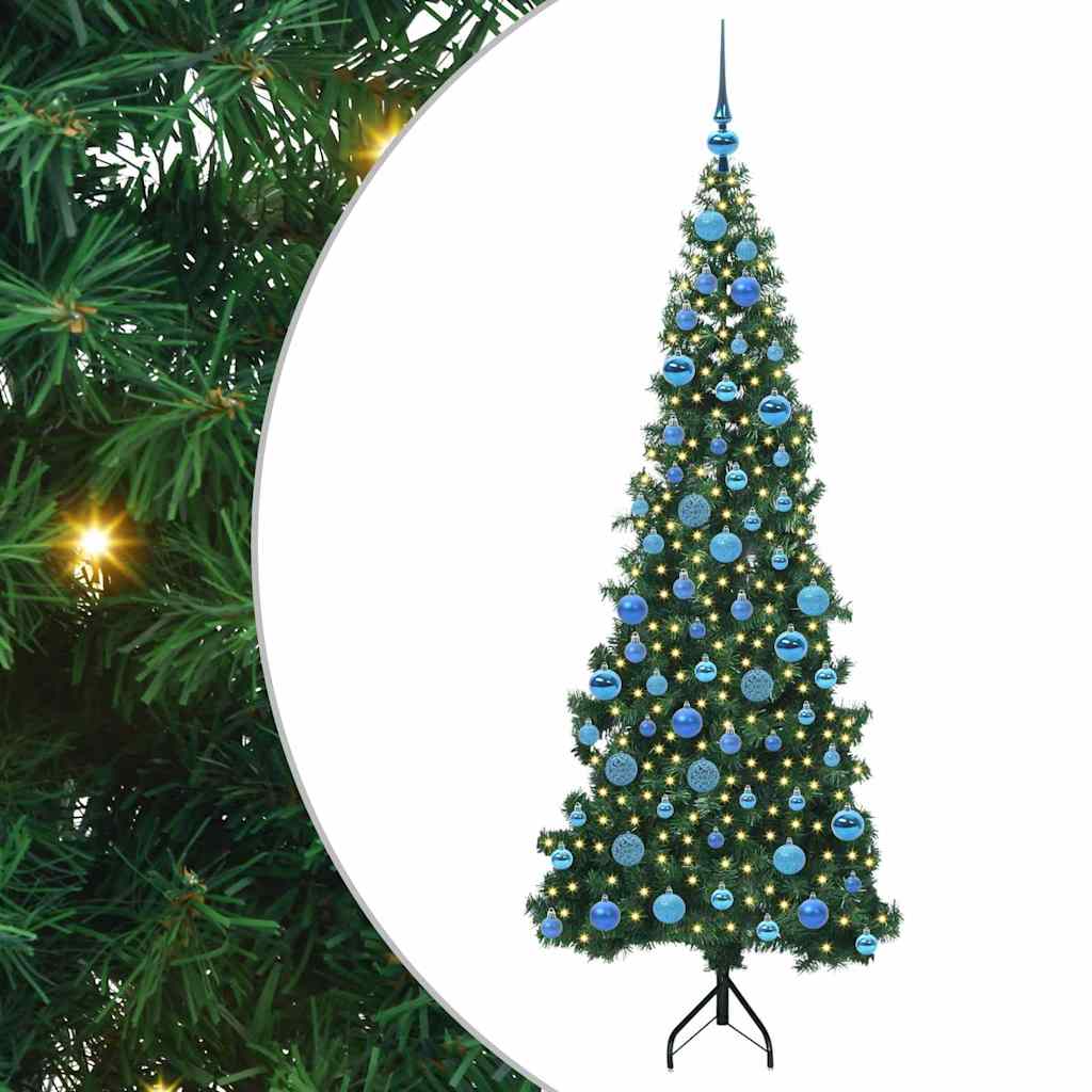 Sarok Műkarácsonyfa 300 LED-del Zöld 180 cm PVC és fém