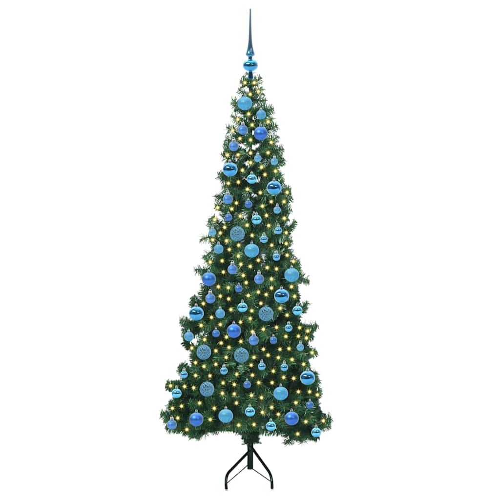 Sarok Műkarácsonyfa 300 LED-del Zöld 180 cm PVC és fém