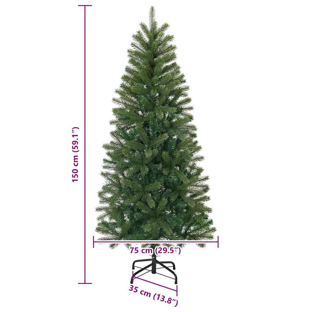 Mű karácsonyfa 150 LED-del állvánnyal Zöld 150 cm PE és PVC