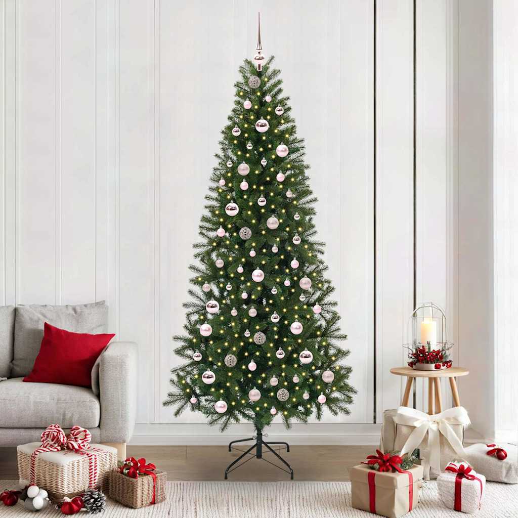 Mű karácsonyfa 300 LED-del állvánnyal Zöld 210 cm PE és PVC