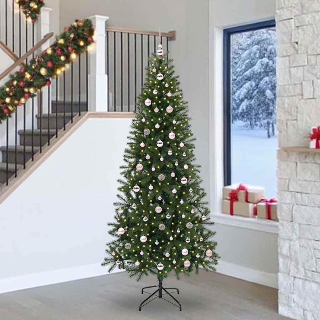 Mű karácsonyfa 300 LED-del állvánnyal Zöld 240 cm PE és PVC