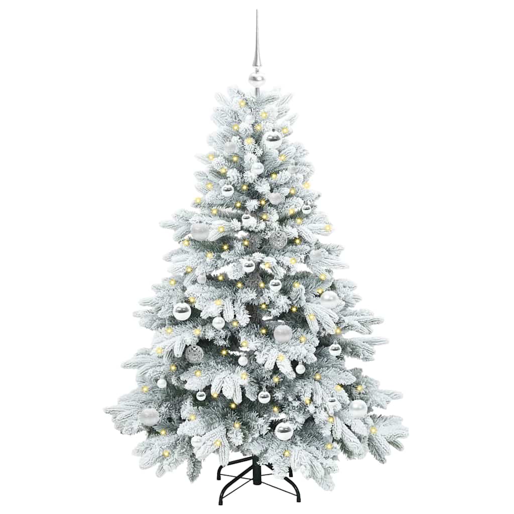 Mű karácsonyfa 150 LED-del állvánnyal Fehér 150 cm PE és PVC