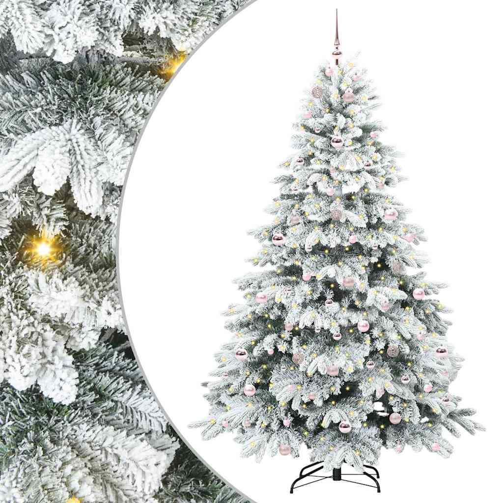 Mű karácsonyfa 300 LED-del állvánnyal Fehér 210 cm PE és PVC