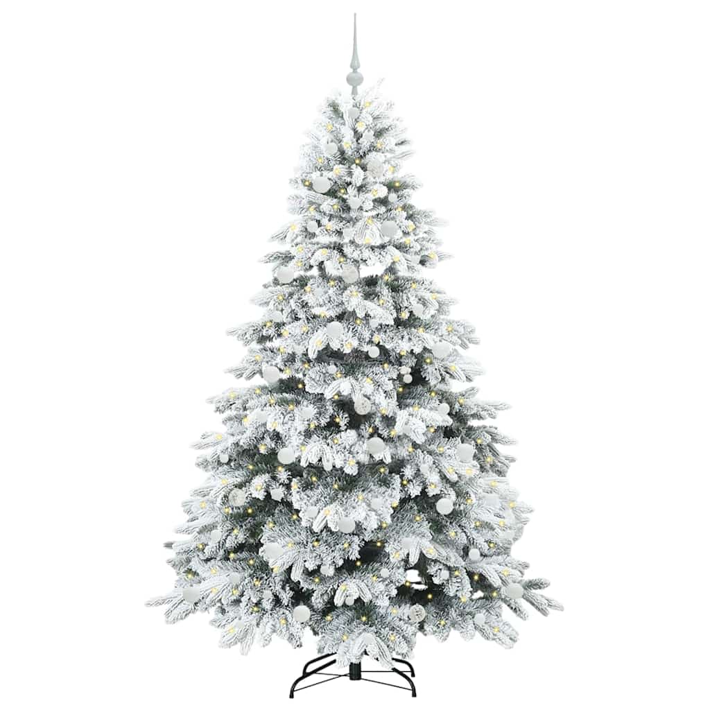 Mű karácsonyfa 300 LED-del állvánnyal Fehér 210 cm PE és PVC