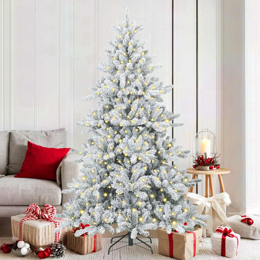 Műanyag Hajtogatós Karácsonyfa 300 LED-del Fehér 180 cm PVC