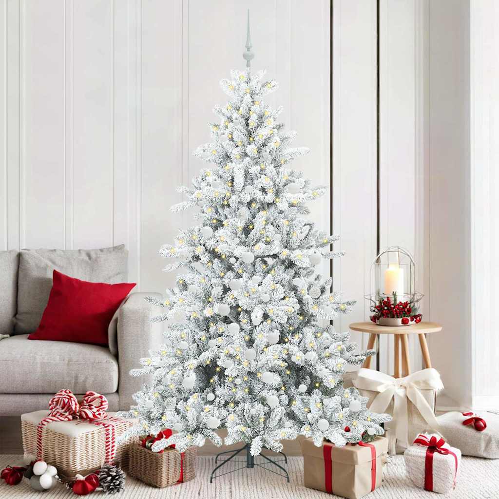 Műanyag Hajtogatós Karácsonyfa 300 LED-del Fehér 180 cm PVC