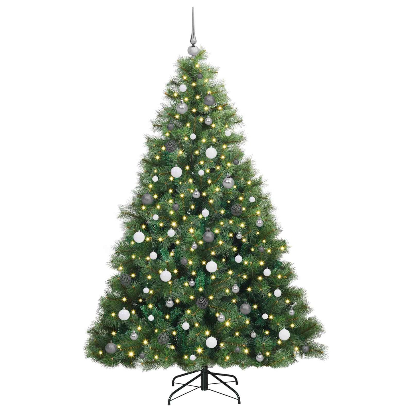 Mű karácsonyfa 300 LED-del állvánnyal Zöld 210 cm PE és PVC