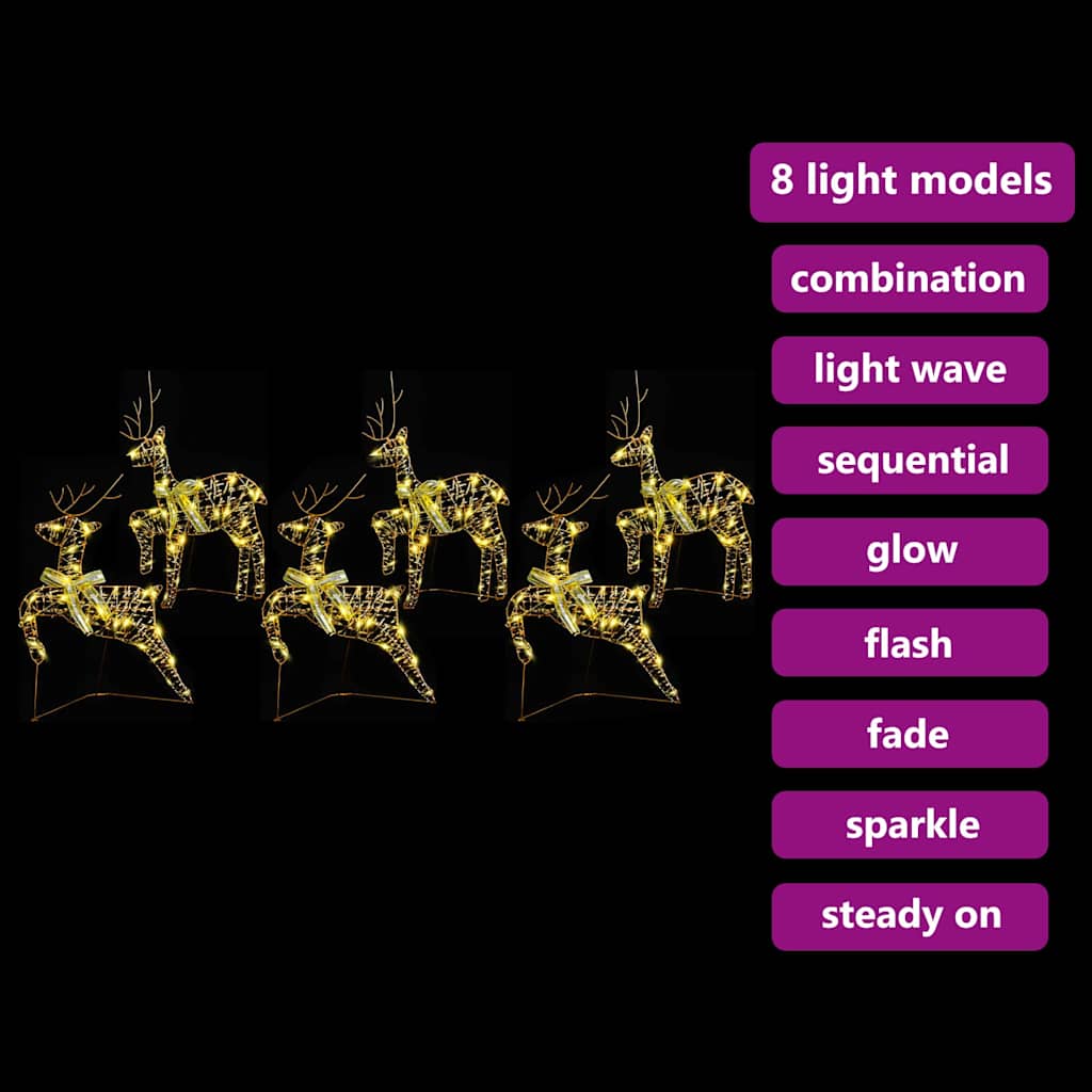 LED Rénszarvasok 180 LED-del 6 pcs Arany PET