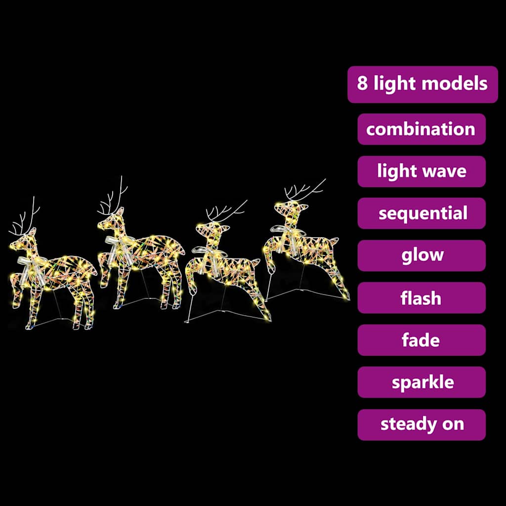 LED Rénszarvasok 4 db 80 LED Többszínű 44 x 18 x 65,5 cm PET