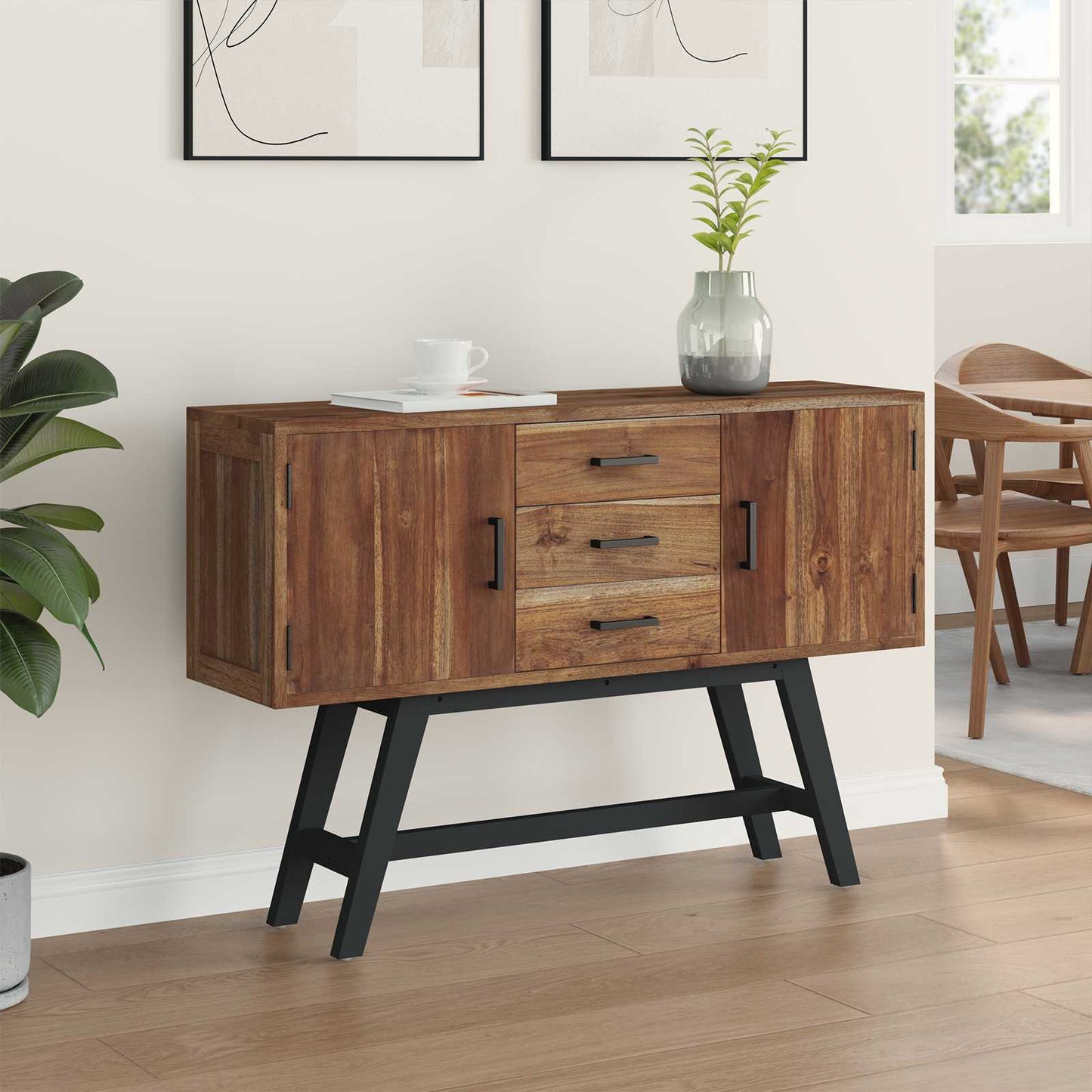 TV állvány fiókkal Természetes 110 x 30 x 75 cm Tömör Teakfa