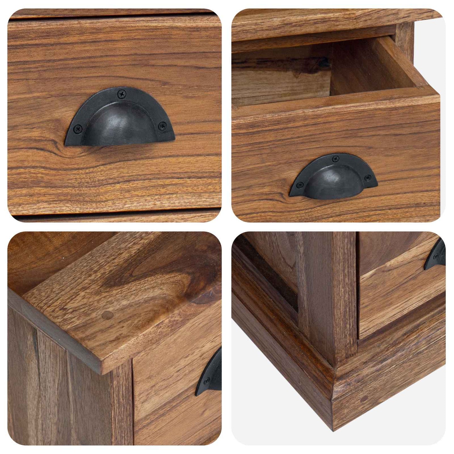 TV állvány fiókkal Természetes 110 x 30 x 40 cm Tömör Teakfa