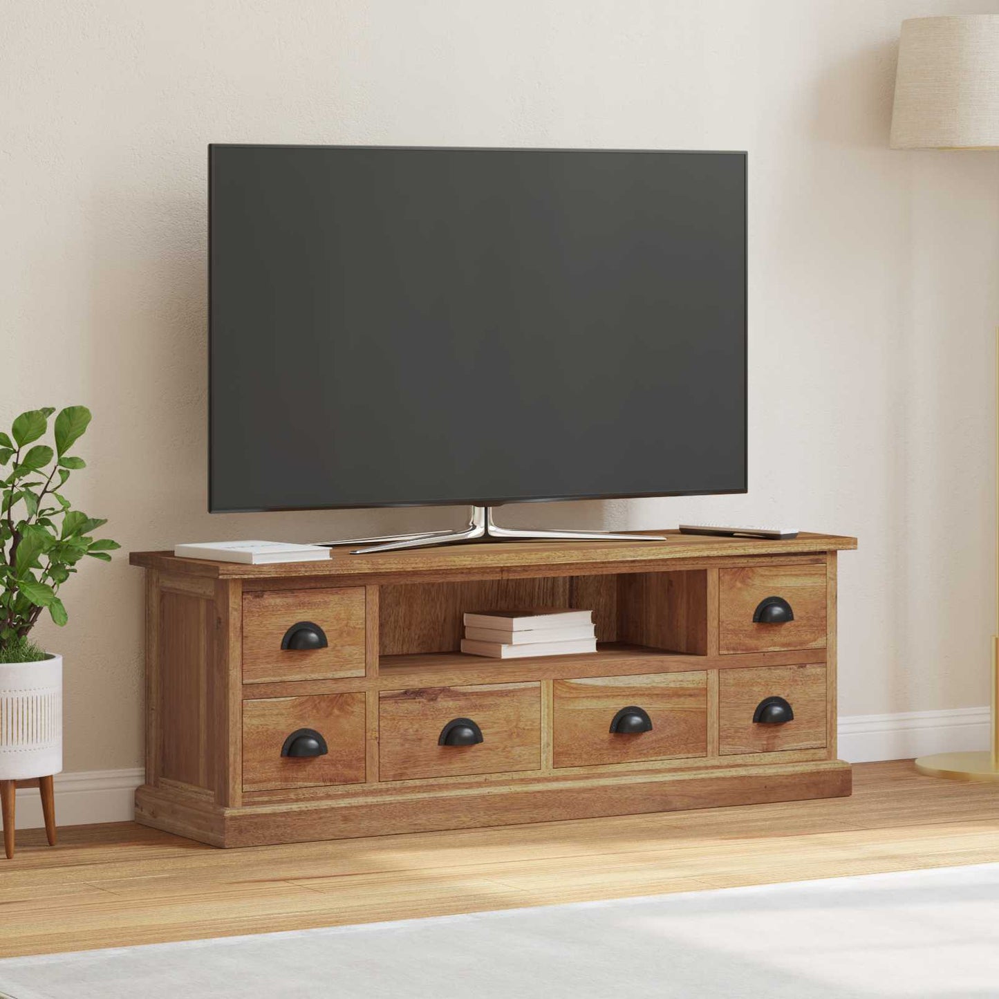 TV állvány fiókkal Természetes 110 x 30 x 40 cm Tömör Teakfa