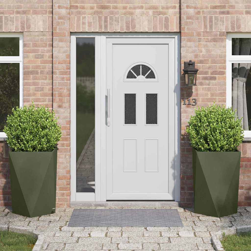 Növénytartó 2 db Olajzöld 50 x 50 x 75 cm Acél