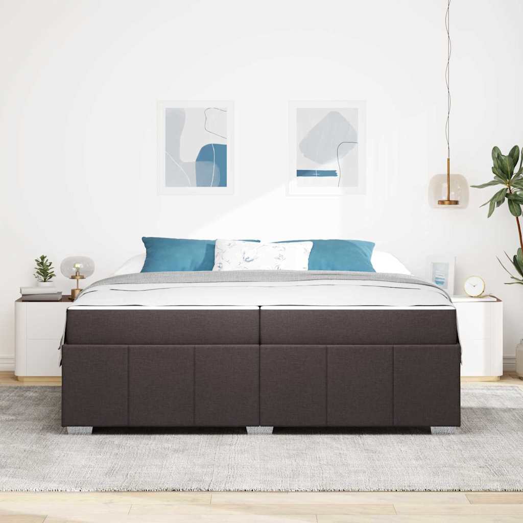 Ágykeret matracmal Sötét Barna 200 x 200 cm szövet