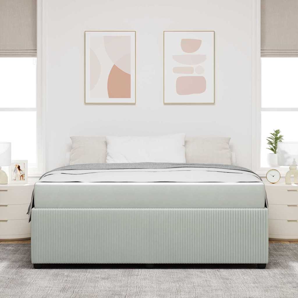 Ágykeret matracmal Világosszürke 180 x 200 cm szövet