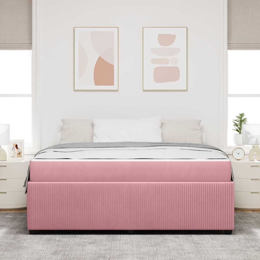 Ágykeret matracmal Rózsaszín 180 x 200 cm szövet
