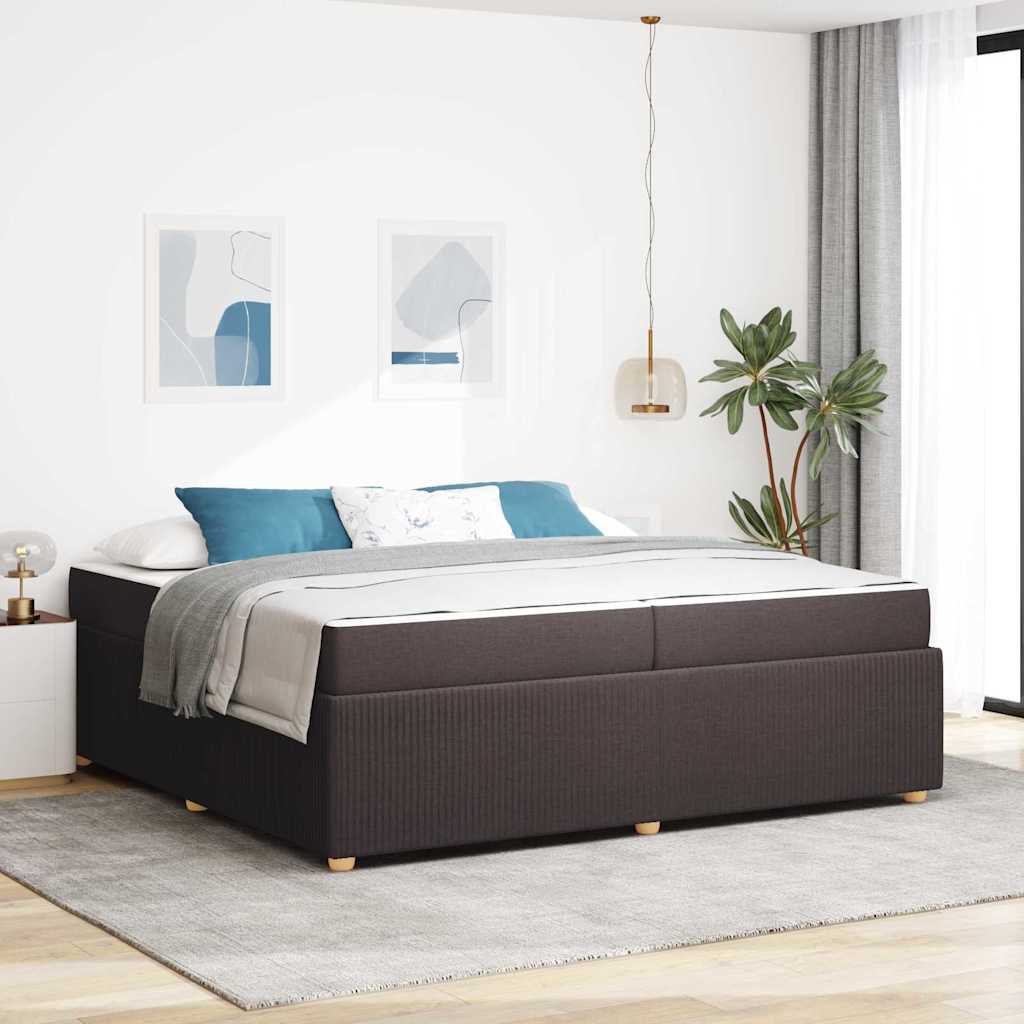 Ágykeret matracmal Sötét Barna 200 x 200 cm szövet