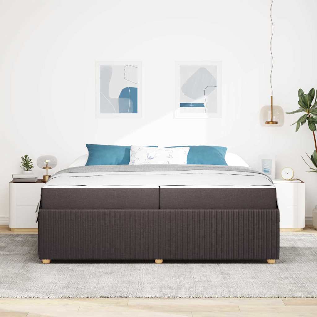 Ágykeret matracmal Sötét Barna 200 x 200 cm szövet