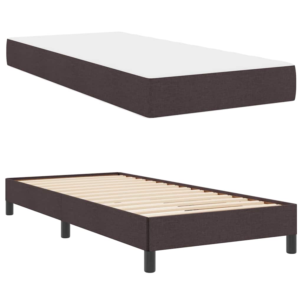 Boxrugós ágy matracmal Sötét Barna 80 x 200 cm szövet