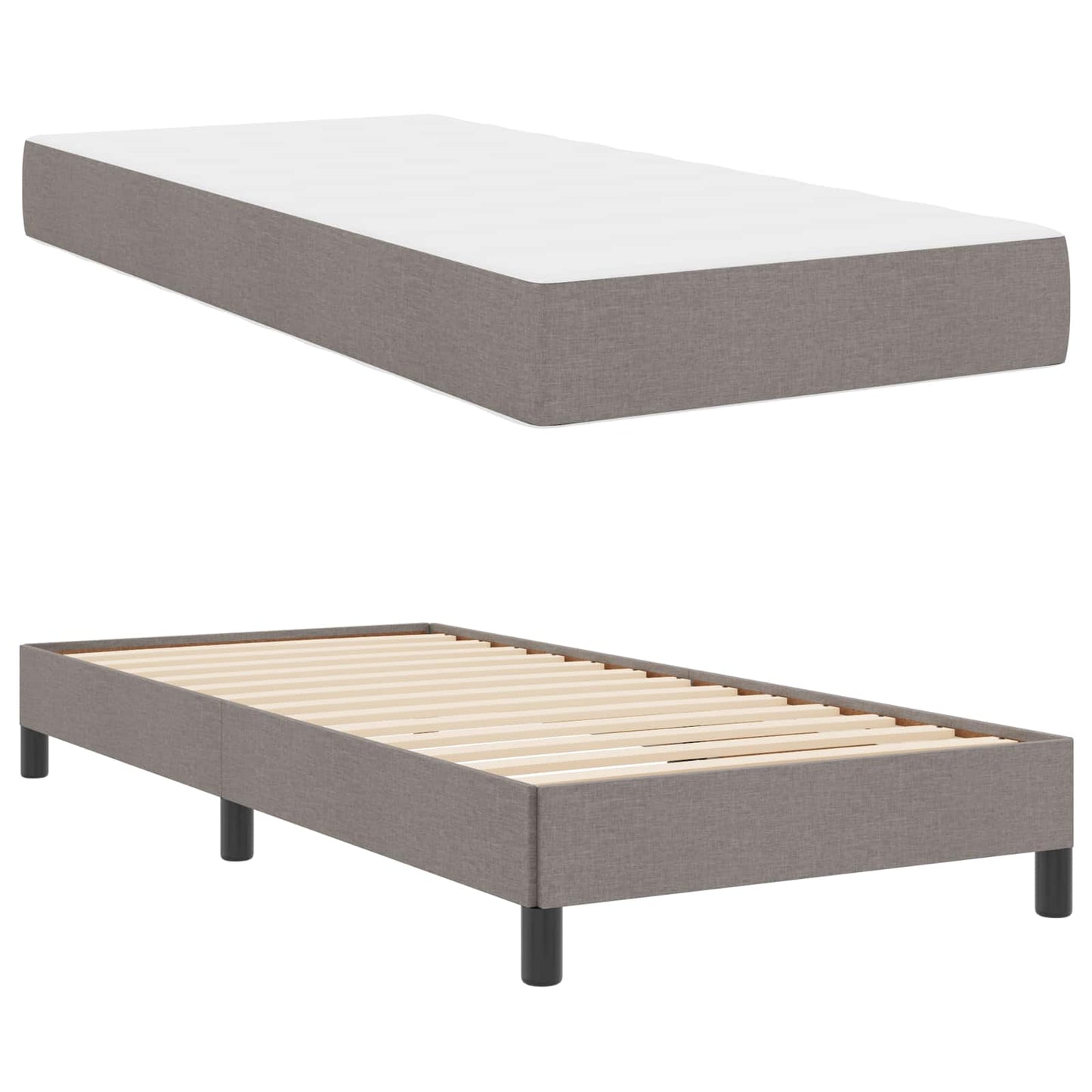 Boxrugós ágy matracmal Tópszínű 90 x 200 cm szövet