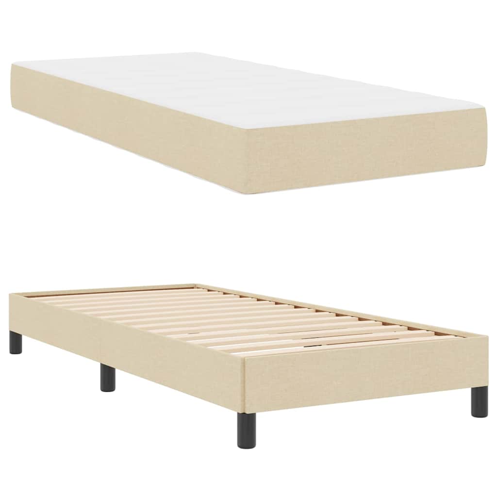Boxrugós ágy matracmal Krém 90 x 200 cm szövet