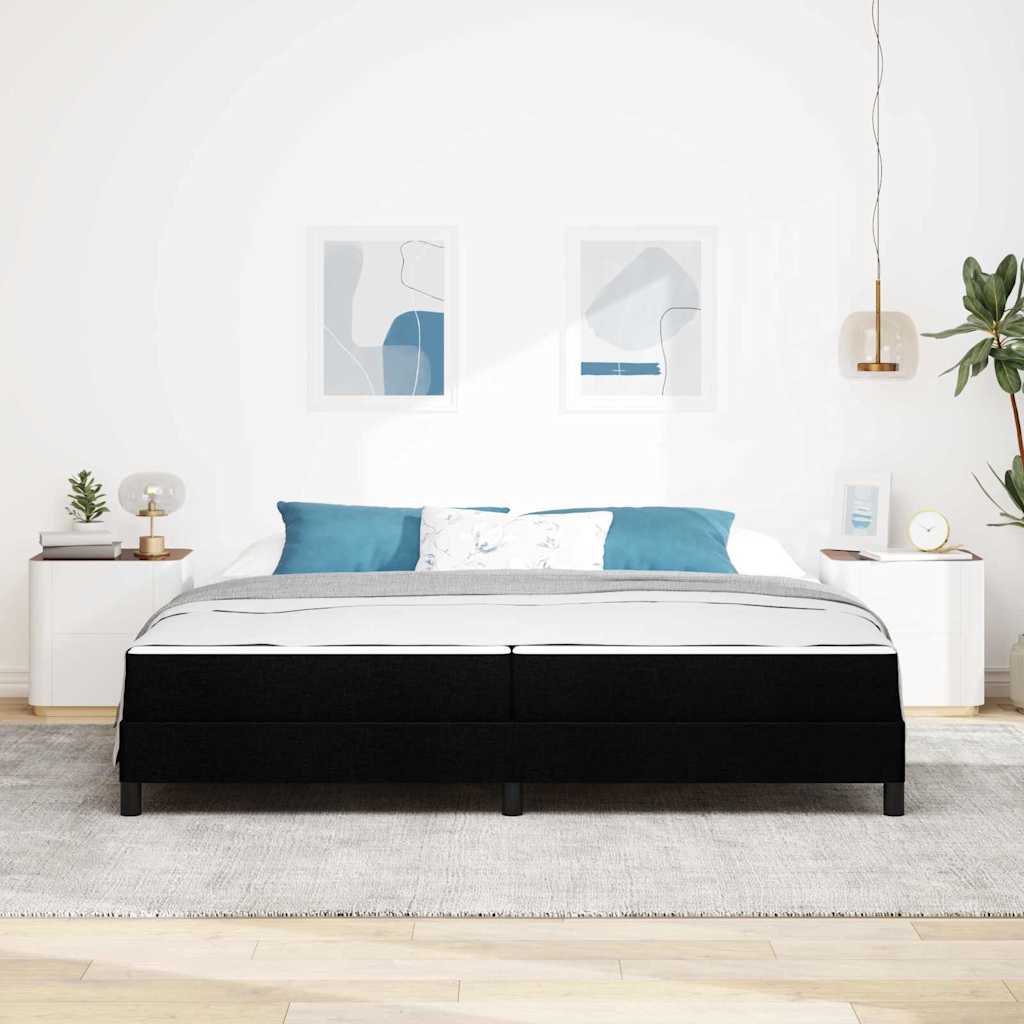 Boxrugós ágy matracmal Fekete 200 x 200 cm szövet
