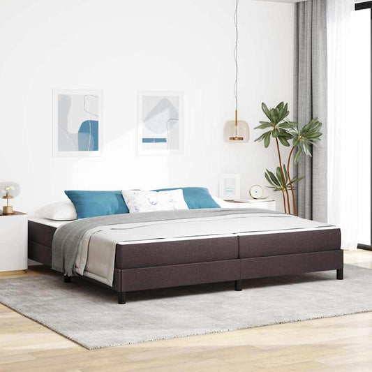 Boxrugós ágy matracmal sötétbarna 200 x 200 cm szövet