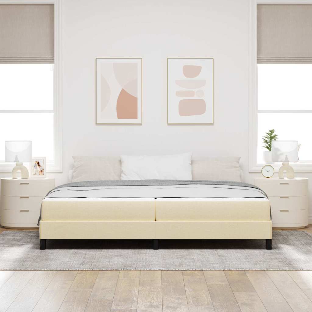 Boxrugós ágy matracmal Krém 200 x 200 cm szövet