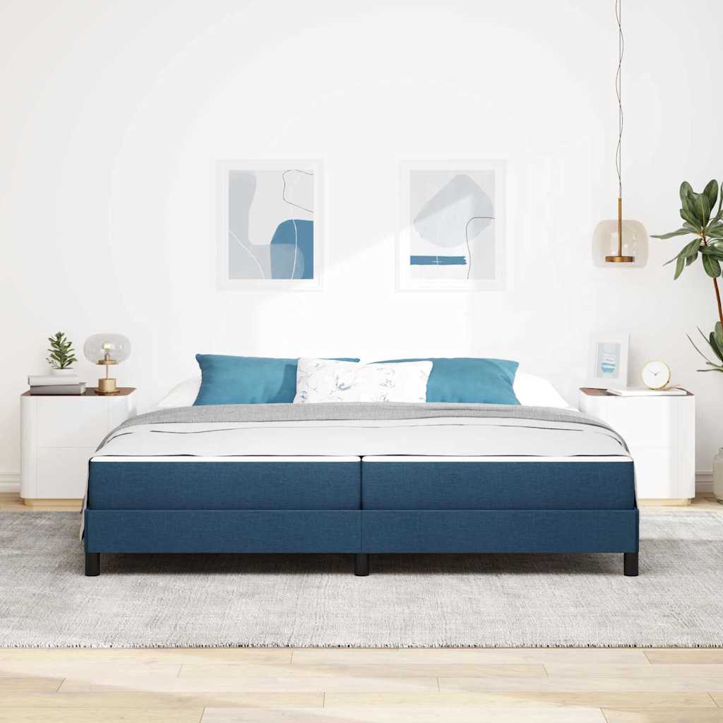 Boxrugós ágy matracmal Kék 200 x 200 cm szövet