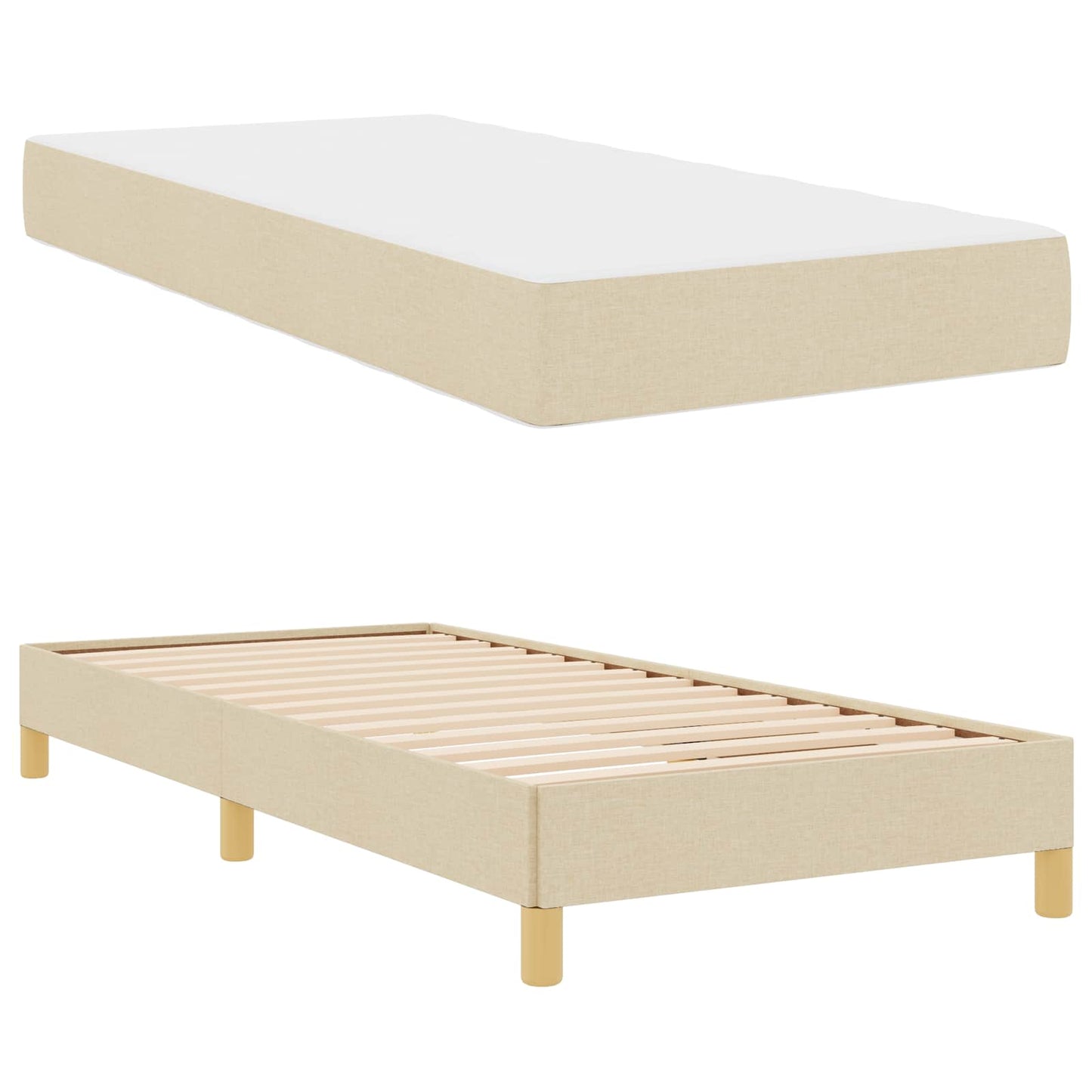Boxrugós ágy matracmal Krém 80 x 200 cm szövet