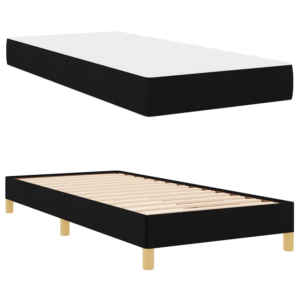 Boxrugós ágy matracmal Fekete 90 x 190 cm szövet