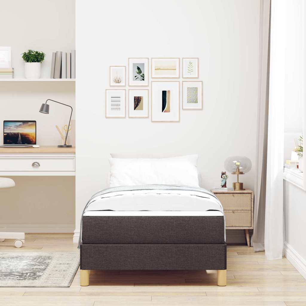 Boxrugós ágy matracmal Sötét Barna 90 x 190 cm szövet
